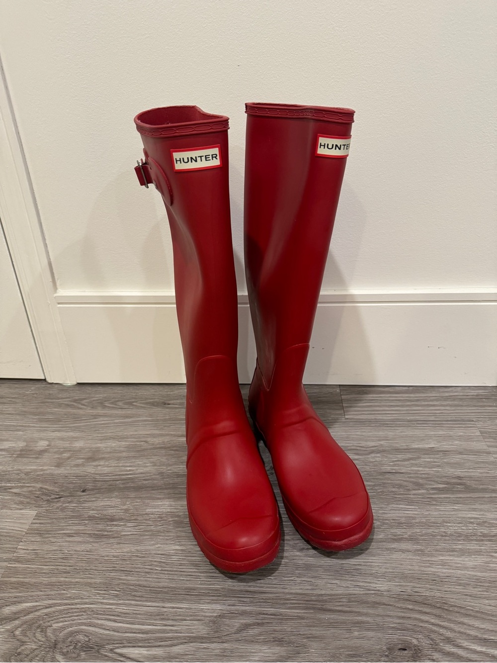 Hunter Red Tall Waterproof Boots with Boot Socks